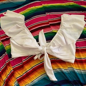 Unique vintage ruffle sleeve bikini top
